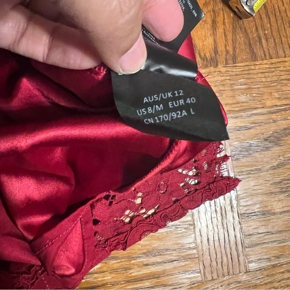 Bardot Women’s Lace Panel Midi Dress In Wine Sz 8 - Picture 11 of 15